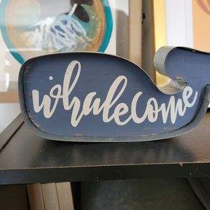 Small whale welcome decor sign whalecome